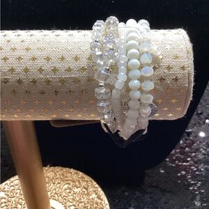 Chic White Beaded Bracelet Set